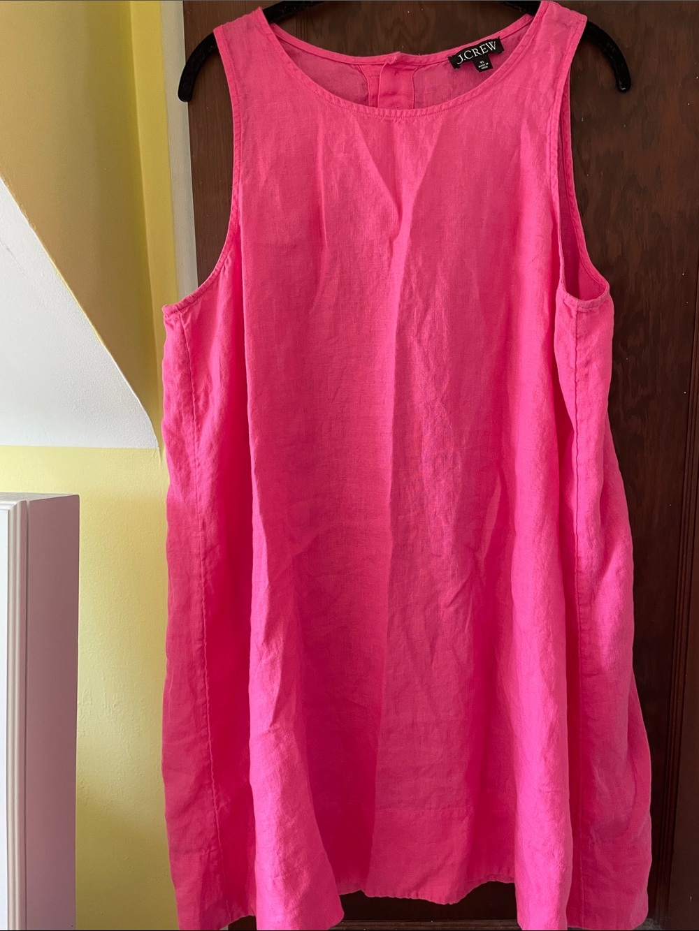 J. Crew Bright Pink Sleeveless Linen Dress
